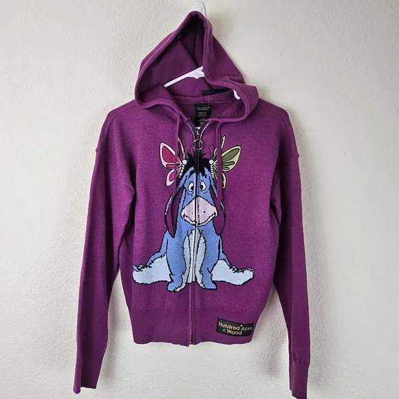 Disney Eeyore Zip Hoodie BoxLunch Exclusive Purple Embroidered Size S - Picture 2 of 11